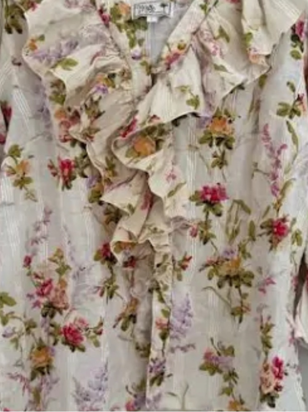 Mille Resort Hanna Floral Ruffle Blouse Ivory Multi